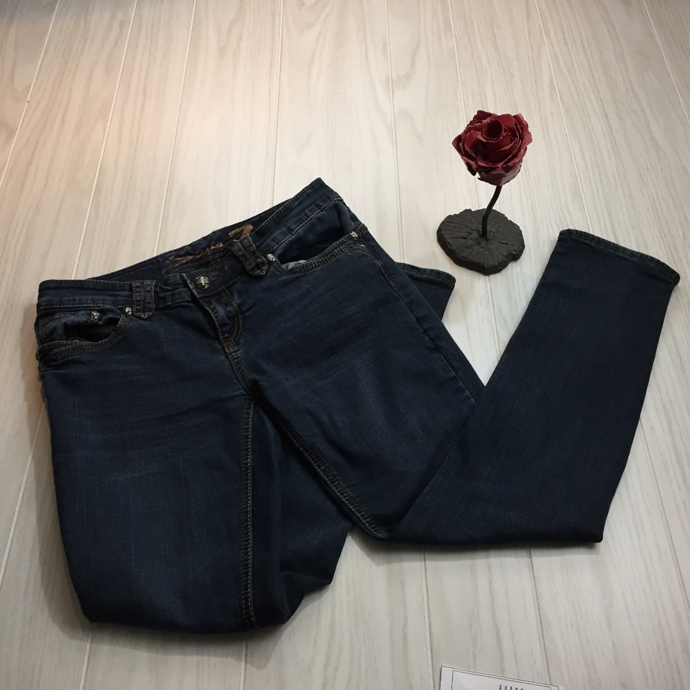 Seven7 Blue Skinny Jeans Size 4P Petite Womens